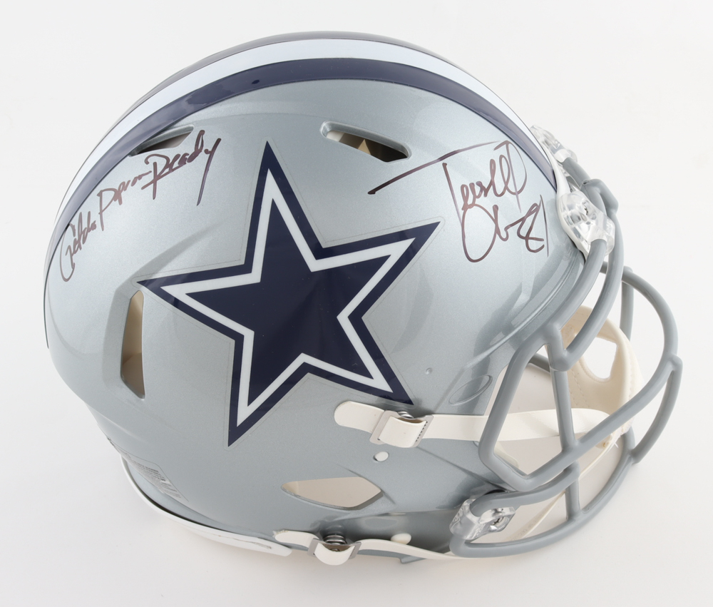 Terrell Owens Signed Cowboys Full-Size Authentic On-Field Speed Helmet Inscribed "Getcha Popcorn Ready" (JSA COA) at PristineAuction.com Terrell Owens Signed Cowboys Full-Size Authentic On-Field Speed Helmet Inscribed "Getcha Popcorn Ready" (JSA COA) at PristineAuction.com