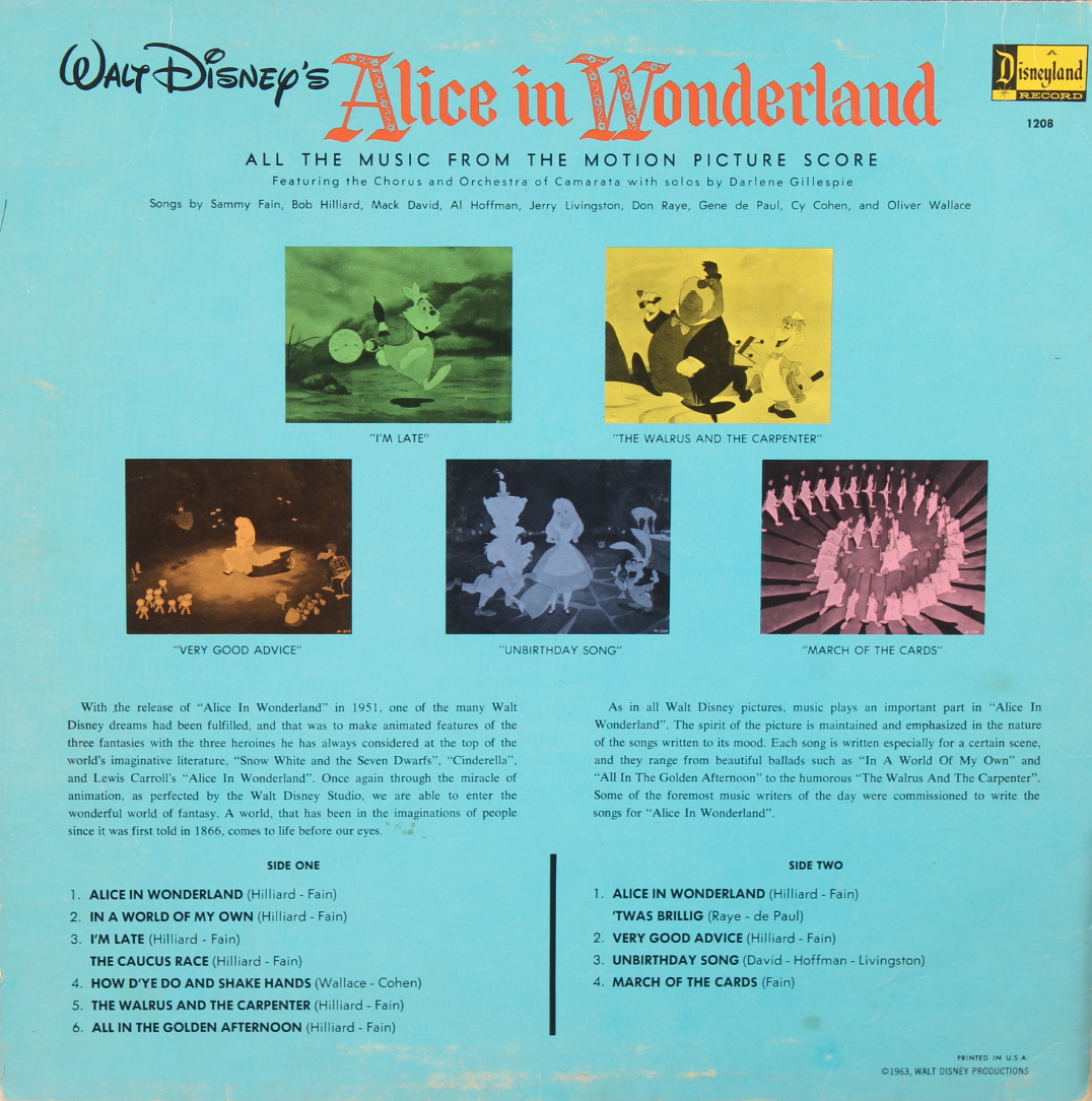 Vintage 1968 Walt Disney's "Alice in Wonderland" Soundtrack Vinyl LP Record Album (See Description) at PristineAuction.com Vintage 1968 Walt Disney's "Alice in Wonderland" Soundtrack Vinyl LP Record Album (See Description) at PristineAuction.com
