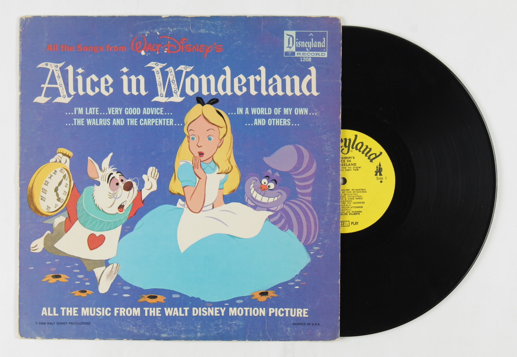 Vintage 1968 Walt Disney's "Alice in Wonderland" Soundtrack Vinyl LP Record Album (See Description) at PristineAuction.com Vintage 1968 Walt Disney's "Alice in Wonderland" Soundtrack Vinyl LP Record Album (See Description) at PristineAuction.com