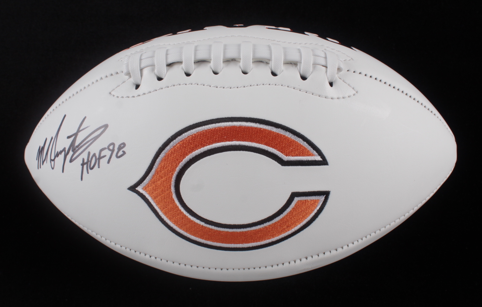 Mike Singletary Signed Bears Logo Football Inscribed "HOF 98" (Schwartz COA) at PristineAuction.com Mike Singletary Signed Bears Logo Football Inscribed "HOF 98" (Schwartz COA) at PristineAuction.com