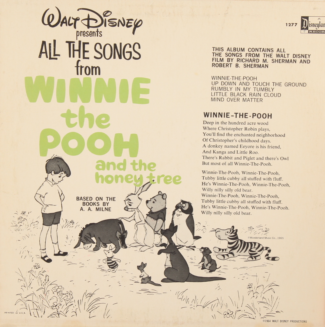 Vintage 1965 Walt Disney's "Winnie the Pooh" Soundtrack Vinyl LP Record Album (See Description) at PristineAuction.com Vintage 1965 Walt Disney's "Winnie the Pooh" Soundtrack Vinyl LP Record Album (See Description) at PristineAuction.com