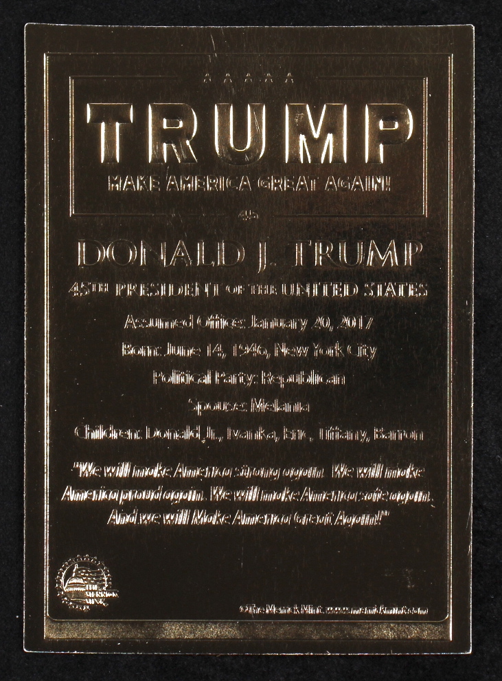 Donald Trump 2017 Merrick Mint 23kt Gold Card - Black at PristineAuction.com Donald Trump 2017 Merrick Mint 23kt Gold Card - Black at PristineAuction.com