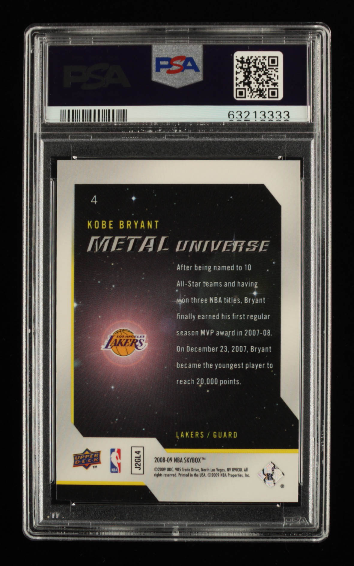 Kobe Bryant 2008-09 SkyBox Metal Universe #4 (PSA 6) at PristineAuction.com Kobe Bryant 2008-09 SkyBox Metal Universe #4 (PSA 6) at PristineAuction.com