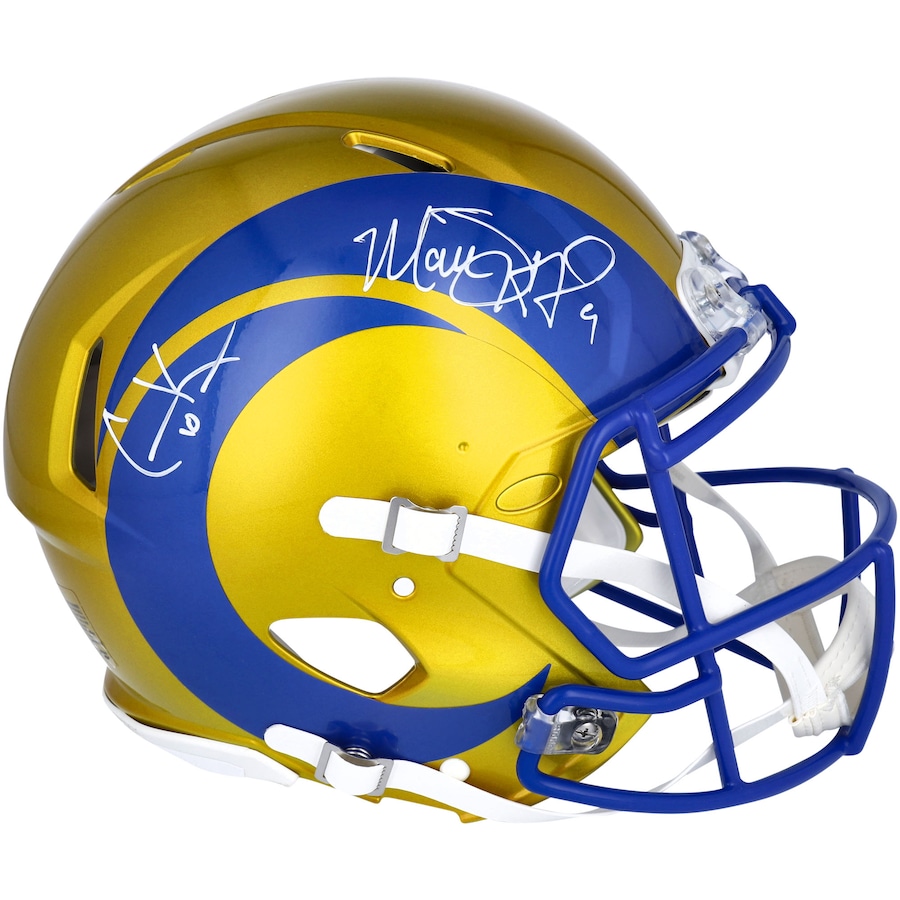 Matthew Stafford & Cooper Kupp Signed Rams Full-Size Authentic On-Field Flash Alternate Speed Helmet (Fanatics) at PristineAuction.com Matthew Stafford & Cooper Kupp Signed Rams Full-Size Authentic On-Field Flash Alternate Speed Helmet (Fanatics) at PristineAuction.com