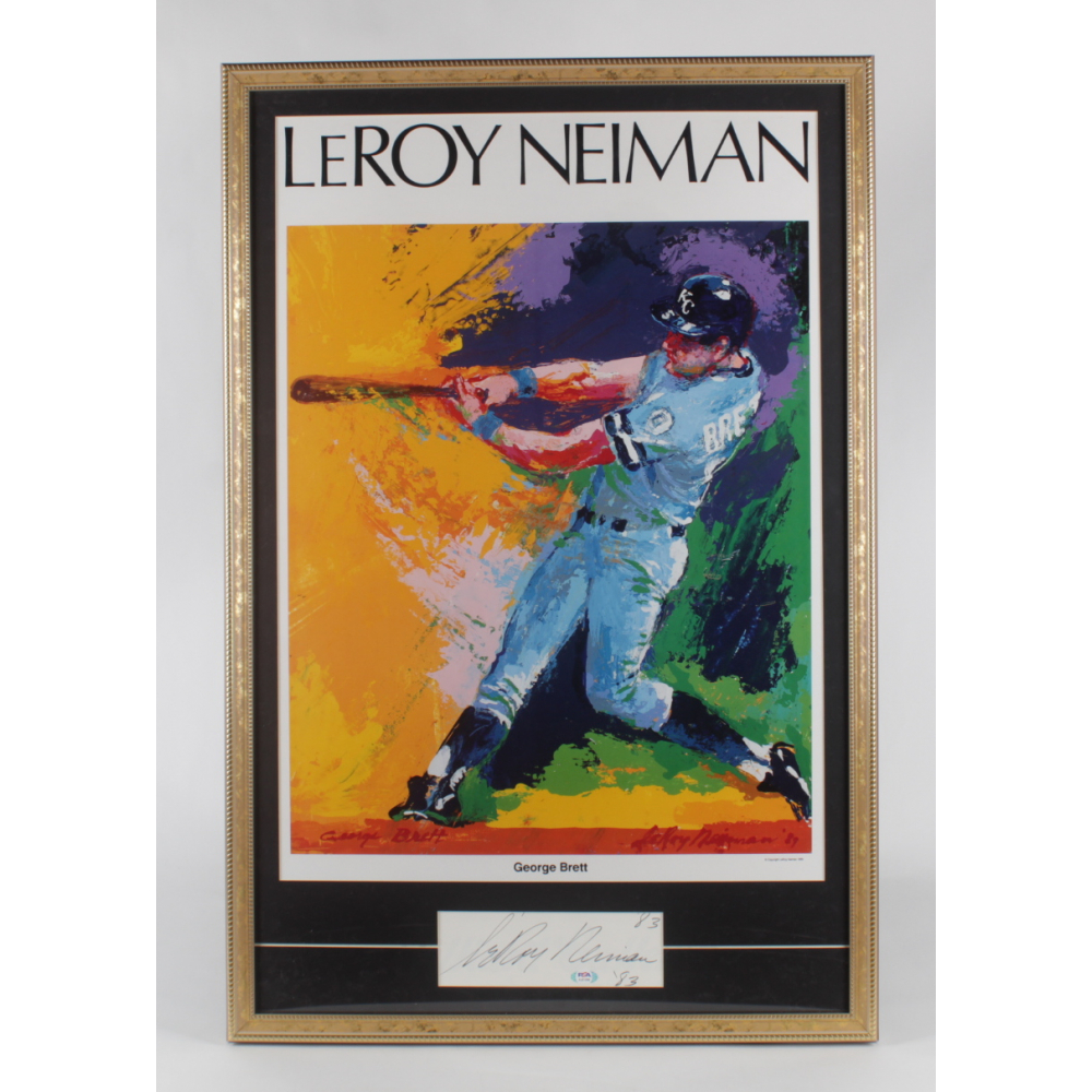 LeRoy Neiman Signed Brett" 24x36 Custom Framed Cut Display Inscribed "83" (PSA & Beckett