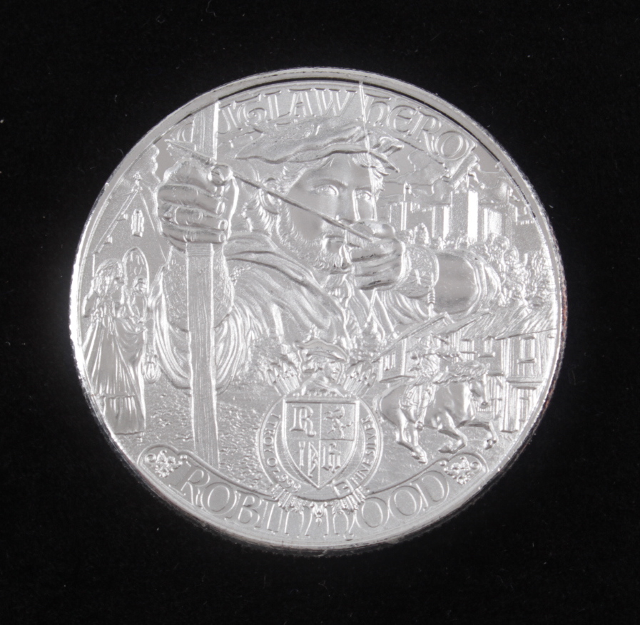 2021 $2 Two Dollars Nieu Robin Hood 1 oz Silver Coin at PristineAuction.com 2021 $2 Two Dollars Nieu Robin Hood 1 oz Silver Coin at PristineAuction.com