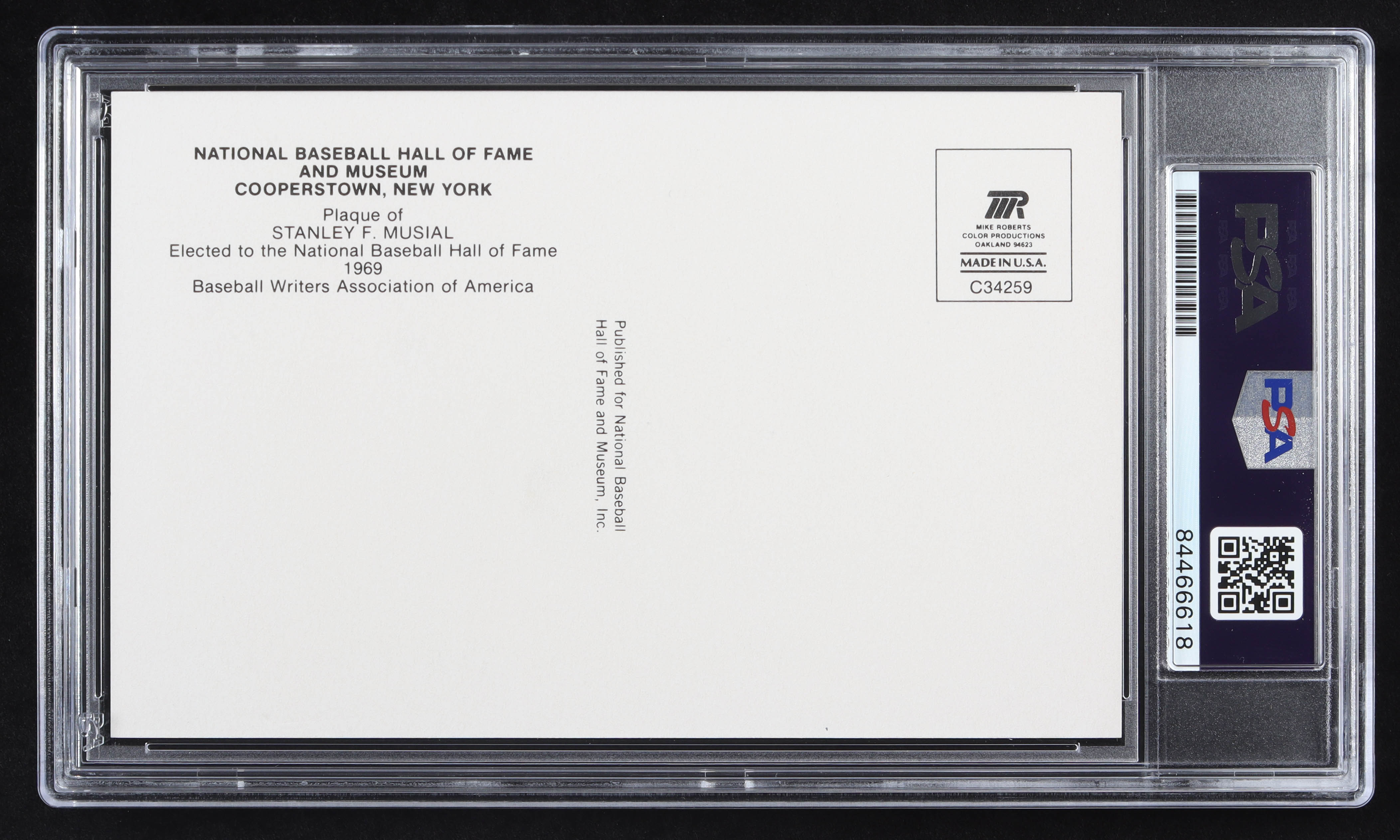 Stan Musial Signed Hall of Fame Plaque Postcard (PSA Encapsulated) at PristineAuction.com Stan Musial Signed Hall of Fame Plaque Postcard (PSA Encapsulated) at PristineAuction.com