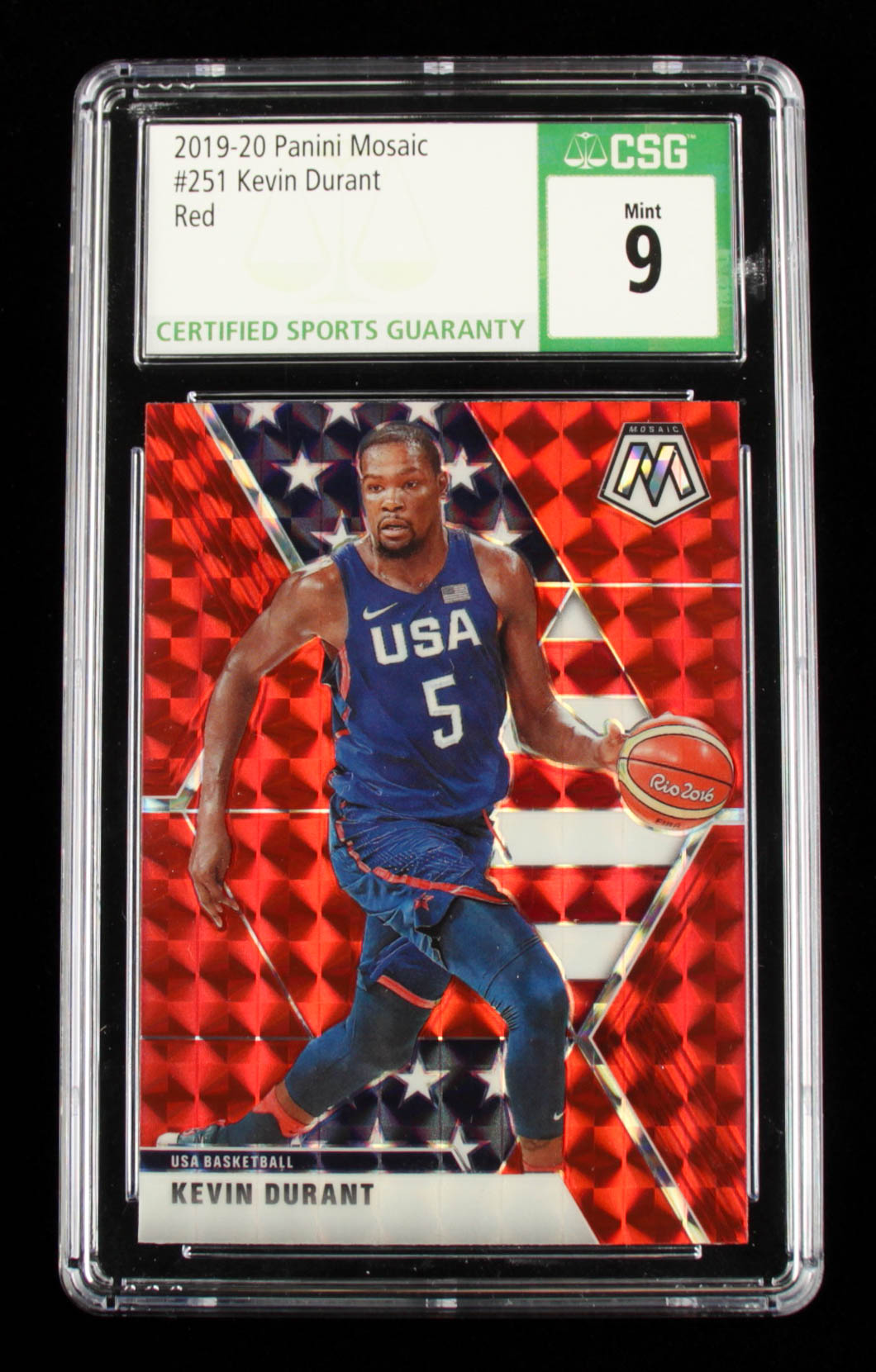 Kevin Durant 2019-20 Panini Mosaic Red #251 (CSG 9) at PristineAuction.com Kevin Durant 2019-20 Panini Mosaic Red #251 (CSG 9) at PristineAuction.com