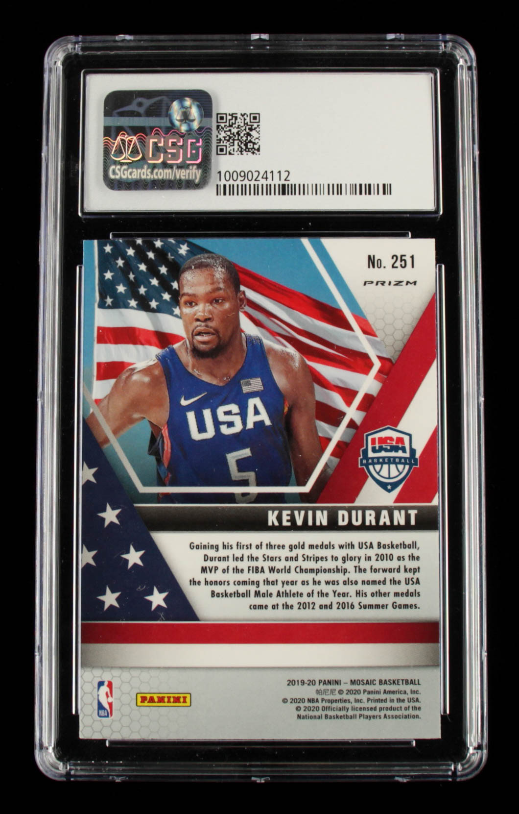 Kevin Durant 2019-20 Panini Mosaic Red #251 (CSG 9) at PristineAuction.com Kevin Durant 2019-20 Panini Mosaic Red #251 (CSG 9) at PristineAuction.com