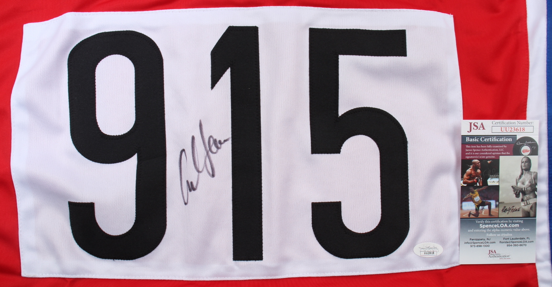 Carl Lewis Signed Jersey (JSA COA) at PristineAuction.com Carl Lewis Signed Jersey (JSA COA) at PristineAuction.com