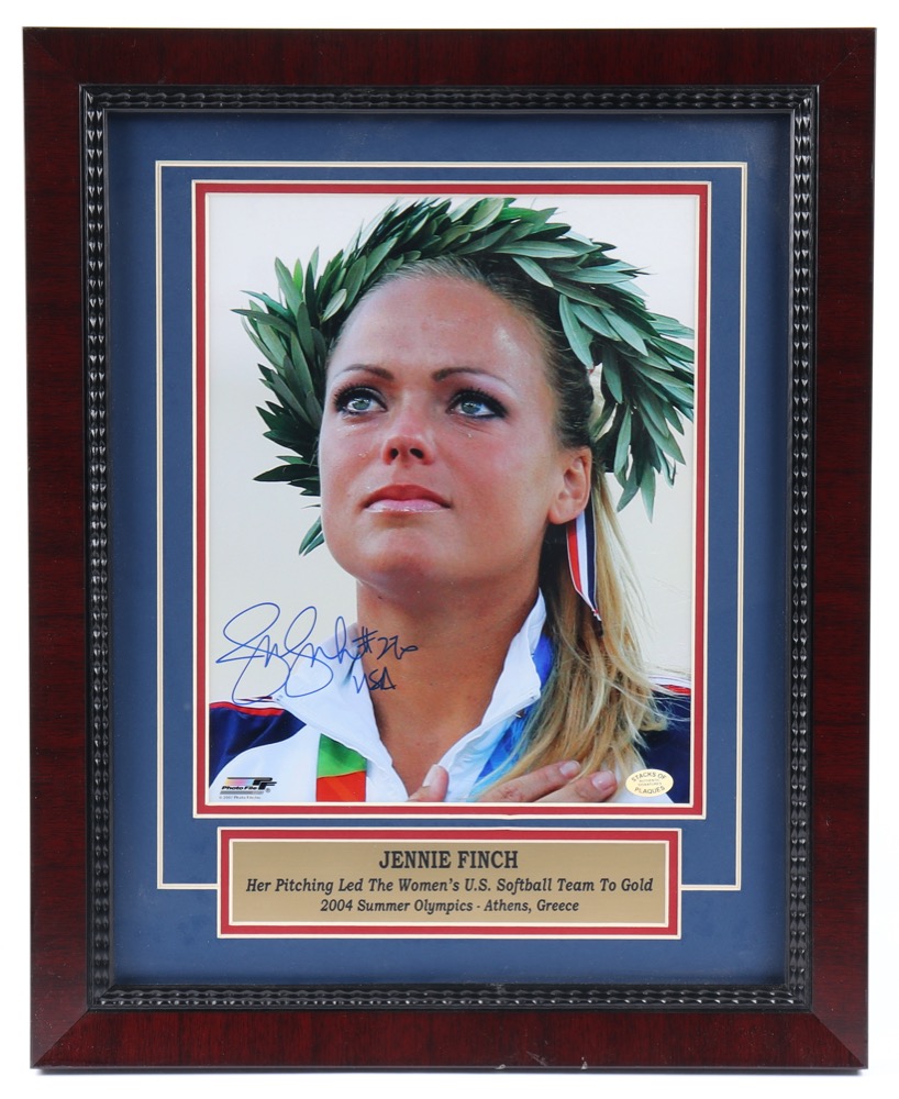 Jennie Finch Signed Team USA 13x16 Custom Framed Photo Display Inscribed "USA" (Stacks of Plaques COA) at PristineAuction.com Jennie Finch Signed Team USA 13x16 Custom Framed Photo Display Inscribed "USA" (Stacks of Plaques COA) at PristineAuction.com