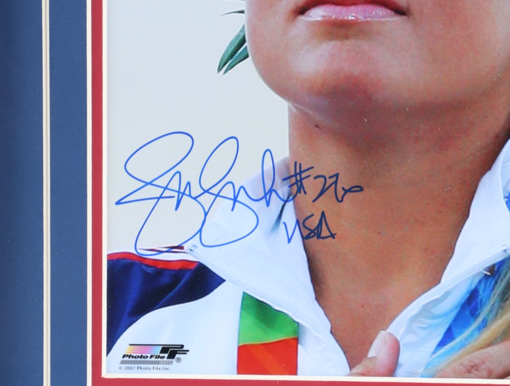 Jennie Finch Signed Team USA 13x16 Custom Framed Photo Display Inscribed "USA" (Stacks of Plaques COA) at PristineAuction.com Jennie Finch Signed Team USA 13x16 Custom Framed Photo Display Inscribed "USA" (Stacks of Plaques COA) at PristineAuction.com