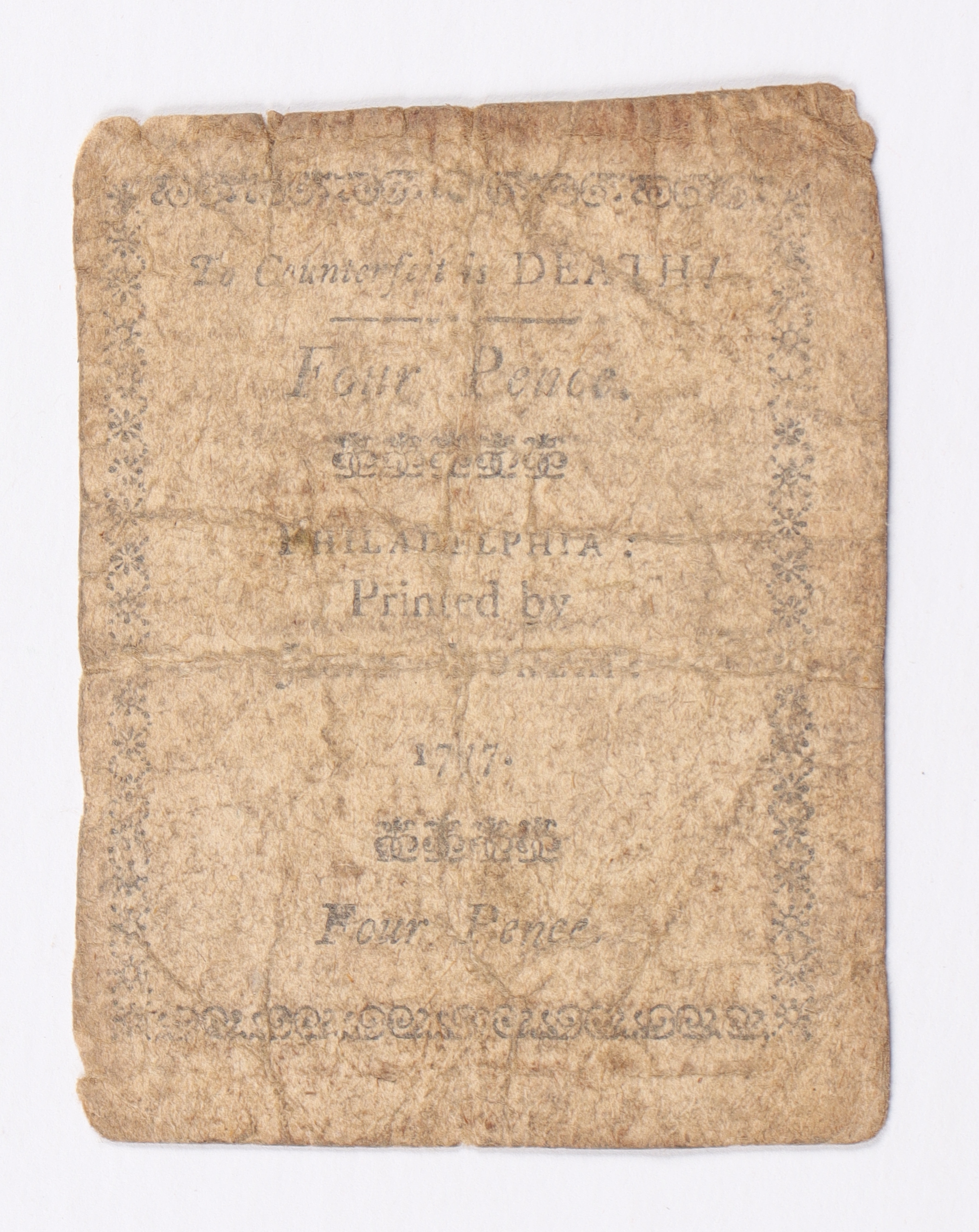 1777 Four Pence Pennsylvania Colonial Currency Note at PristineAuction.com 1777 Four Pence Pennsylvania Colonial Currency Note at PristineAuction.com