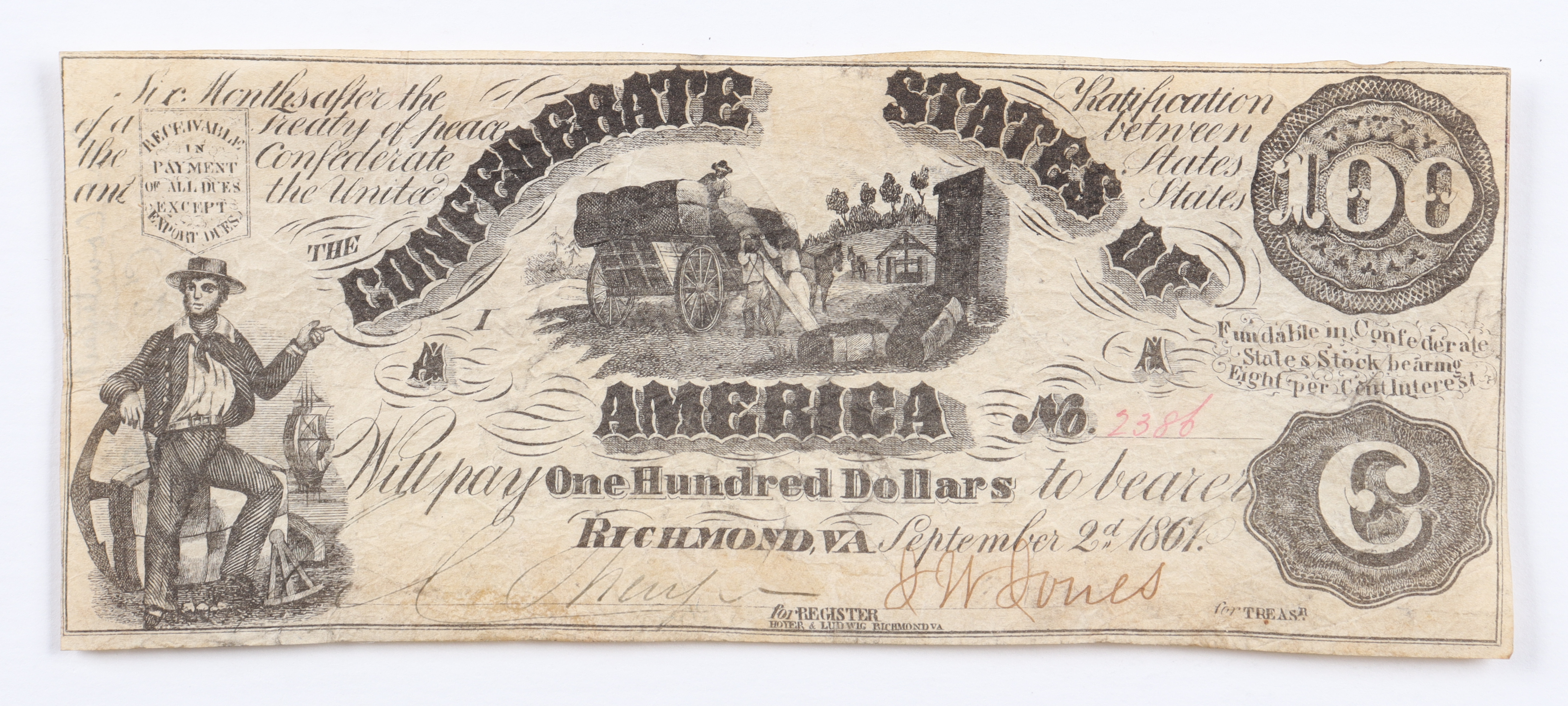 1861 $100 One Hundred Dollar Confederate States of America Currency Note at PristineAuction.com 1861 $100 One Hundred Dollar Confederate States of America Currency Note at PristineAuction.com