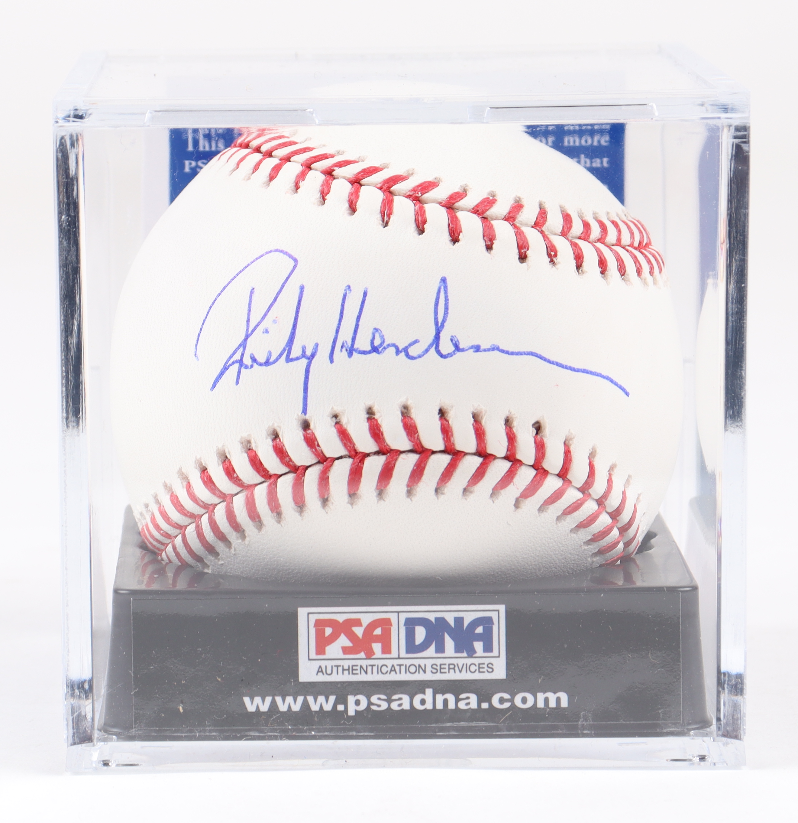 Rickey Henderson Signed OML Baseball with Display Case (PSA COA - Graded 9.5) at PristineAuction.com Rickey Henderson Signed OML Baseball with Display Case (PSA COA - Graded 9.5) at PristineAuction.com