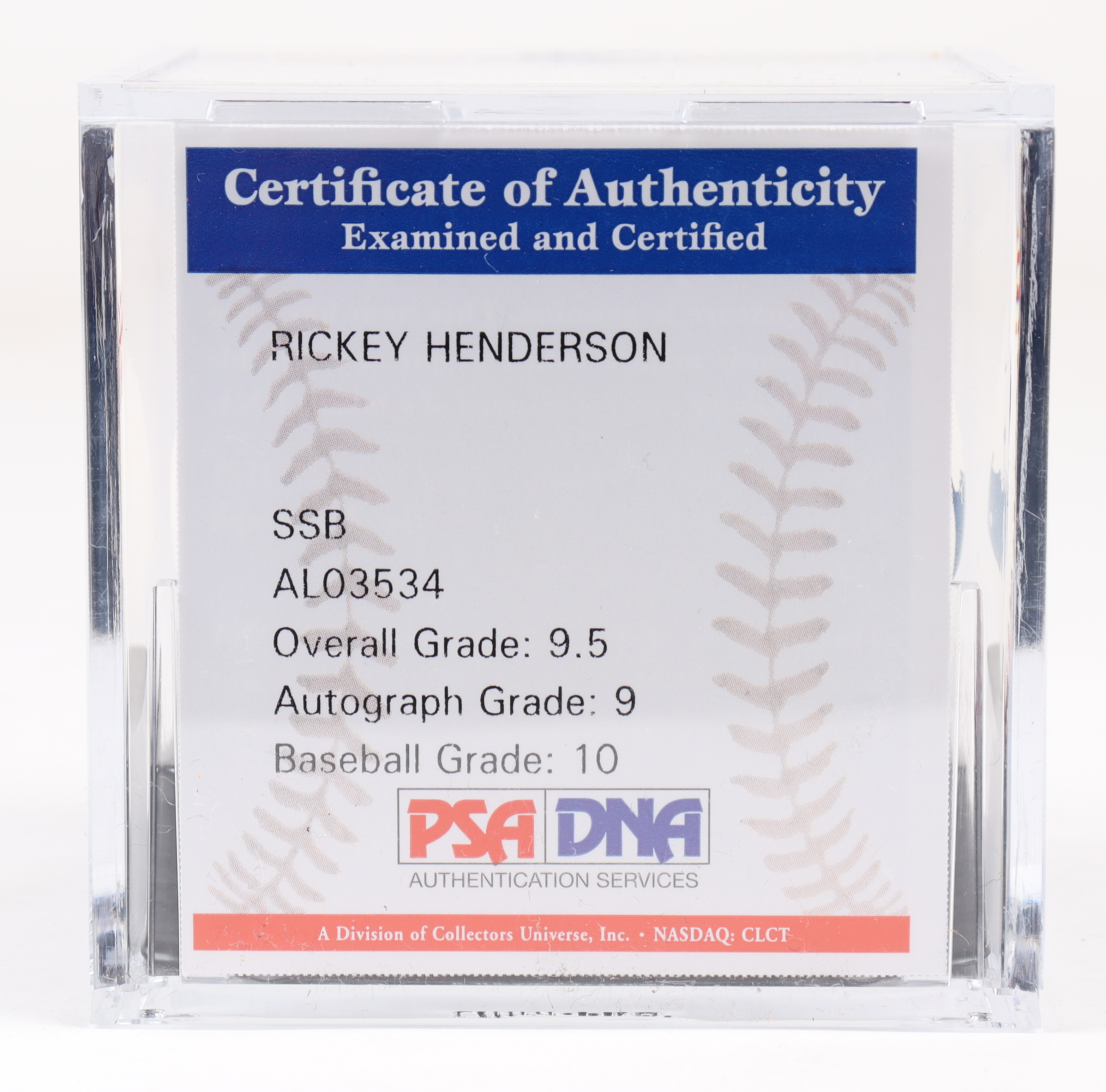 Rickey Henderson Signed OML Baseball with Display Case (PSA COA - Graded 9.5) at PristineAuction.com Rickey Henderson Signed OML Baseball with Display Case (PSA COA - Graded 9.5) at PristineAuction.com