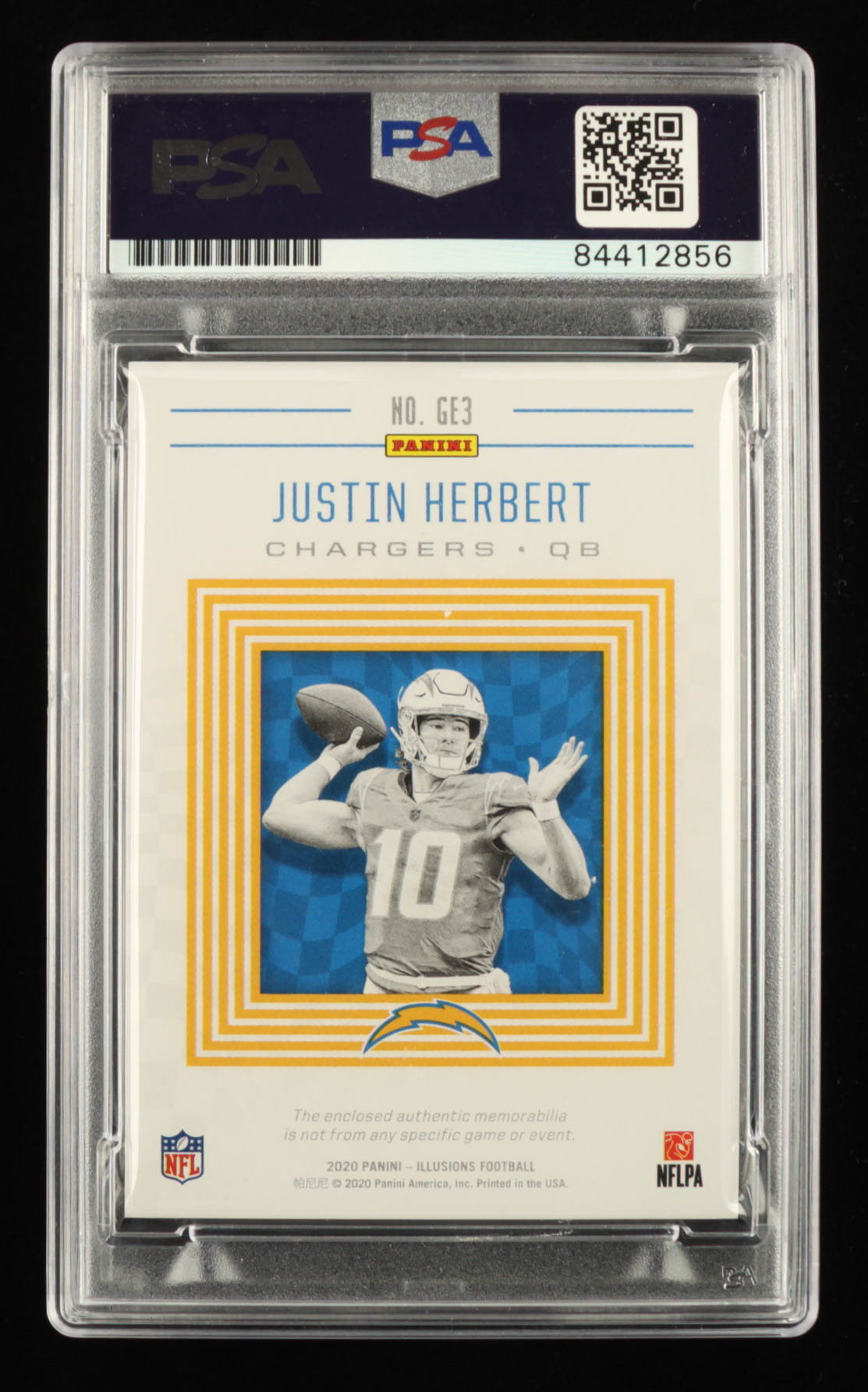 Justin Herbert Signed 2020 Panini Illusions Great Expectations #3 (PSA Encapsulated) at PristineAuction.com Justin Herbert Signed 2020 Panini Illusions Great Expectations #3 (PSA Encapsulated) at PristineAuction.com