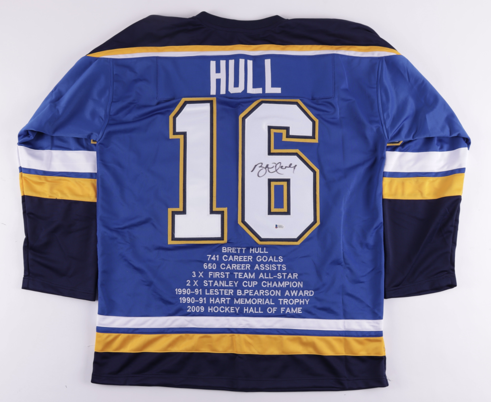 Brett Hull Signed Career Highlight Stat Jersey (Beckett Hologram) at PristineAuction.com Brett Hull Signed Career Highlight Stat Jersey (Beckett Hologram) at PristineAuction.com