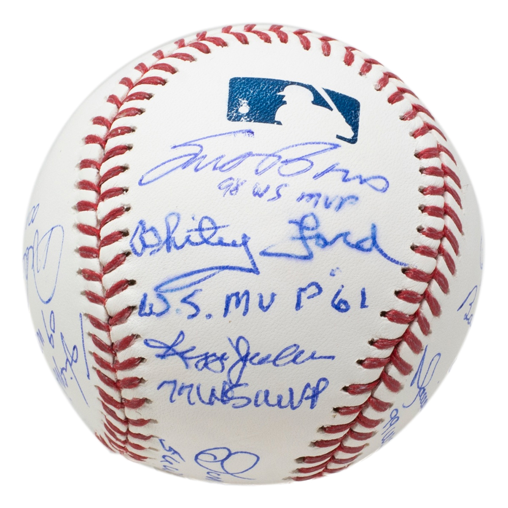 Yankees World Series MVP OML Baseball Signed by (11) with Bucky Dent, Ralph Terry, Bobby Richardson, Scott Brosius, Whitey Ford, Reggie Jackson With Multiple Inscriptions (MLB & Steiner) at PristineAuction.com Yankees World Series MVP OML Baseball Signed by (11) with Bucky Dent, Ralph Terry, Bobby Richardson, Scott Brosius, Whitey Ford, Reggie Jackson With Multiple Inscriptions (MLB & Steiner) at PristineAuction.com