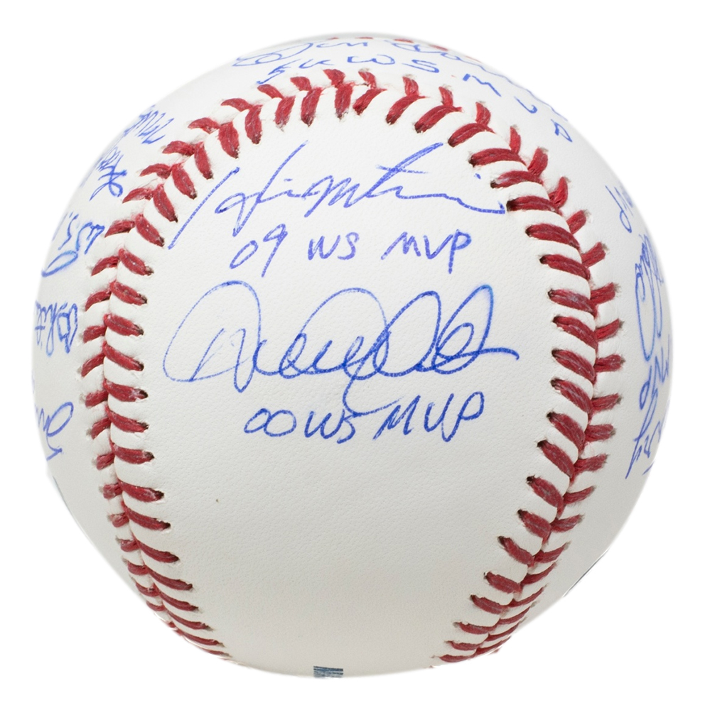 Yankees World Series MVP OML Baseball Signed by (11) with Bucky Dent, Ralph Terry, Bobby Richardson, Scott Brosius, Whitey Ford, Reggie Jackson With Multiple Inscriptions (MLB & Steiner) at PristineAuction.com Yankees World Series MVP OML Baseball Signed by (11) with Bucky Dent, Ralph Terry, Bobby Richardson, Scott Brosius, Whitey Ford, Reggie Jackson With Multiple Inscriptions (MLB & Steiner) at PristineAuction.com