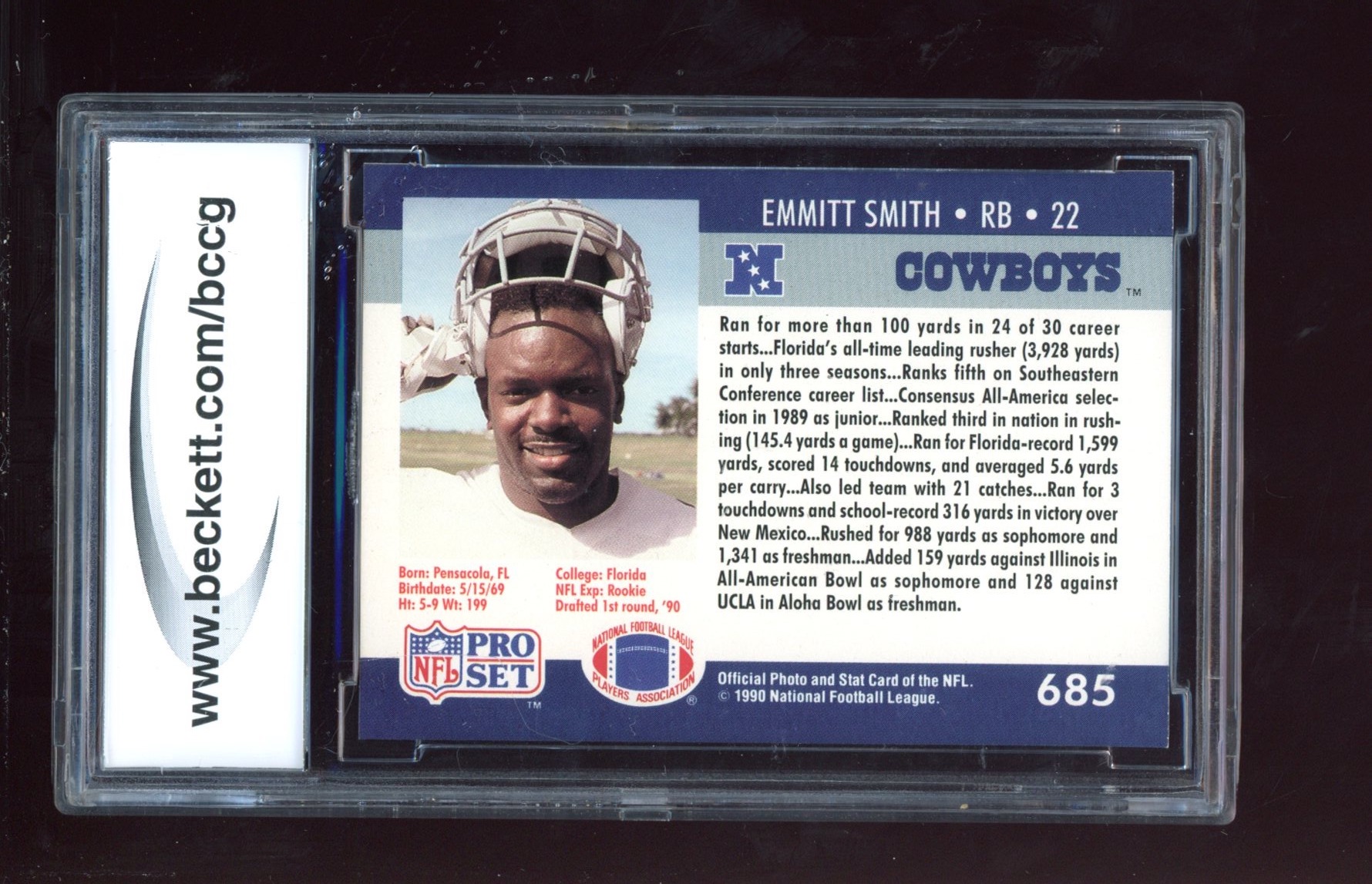 Emmitt Smith 1990 Pro Set #685 RC (BCCG 10) at PristineAuction.com Emmitt Smith 1990 Pro Set #685 RC (BCCG 10) at PristineAuction.com
