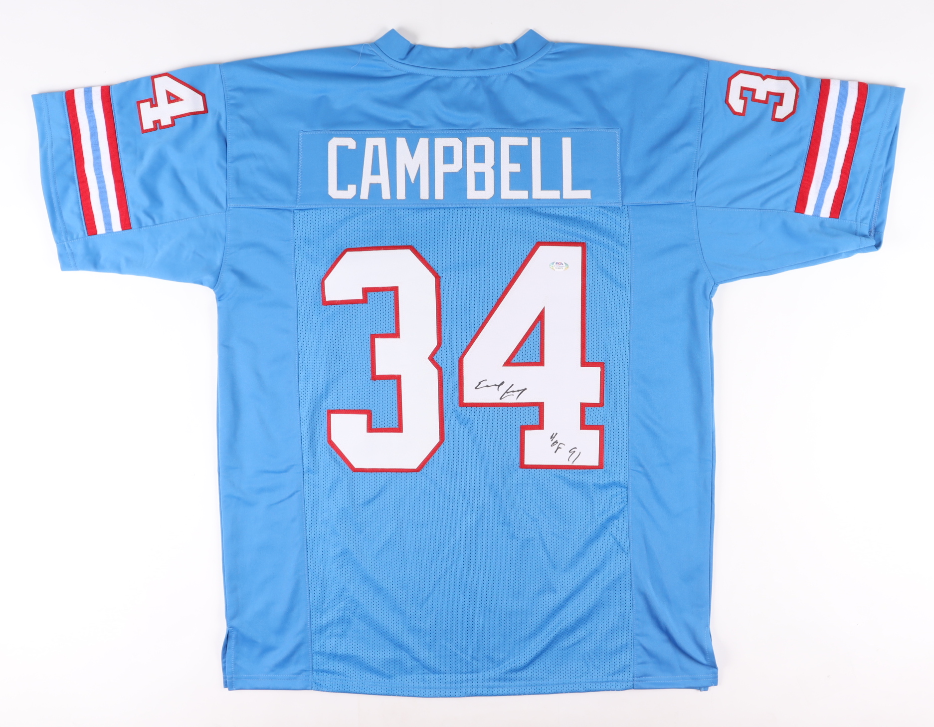 Earl Campbell Signed Jersey Inscribed "HOF 91" (PSA) at PristineAuction.com Earl Campbell Signed Jersey Inscribed "HOF 91" (PSA) at PristineAuction.com