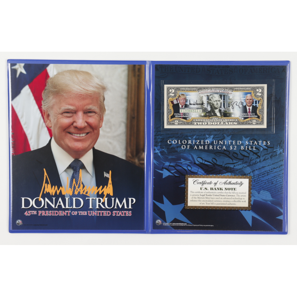 Donald Trump Genuine Legal Tender Colorized U.S. $2.00 Two Dollar Bill ...