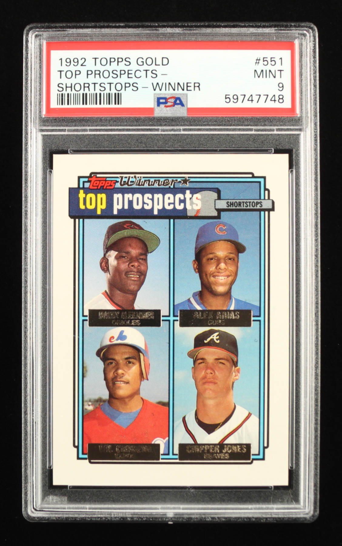 Chipper Jones / Wil Cordero 1992 Topps Gold Winners #551 (PSA 9) at PristineAuction.com Chipper Jones / Wil Cordero 1992 Topps Gold Winners #551 (PSA 9) at PristineAuction.com