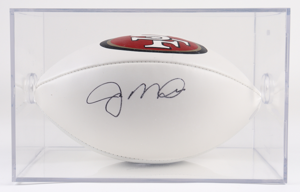 Joe Montana Signed 49ers Logo Football with Display Case (PSA & Steiner
