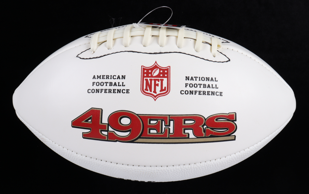 Joe Montana Signed 49ers Logo Football with Display Case (PSA & Steiner
