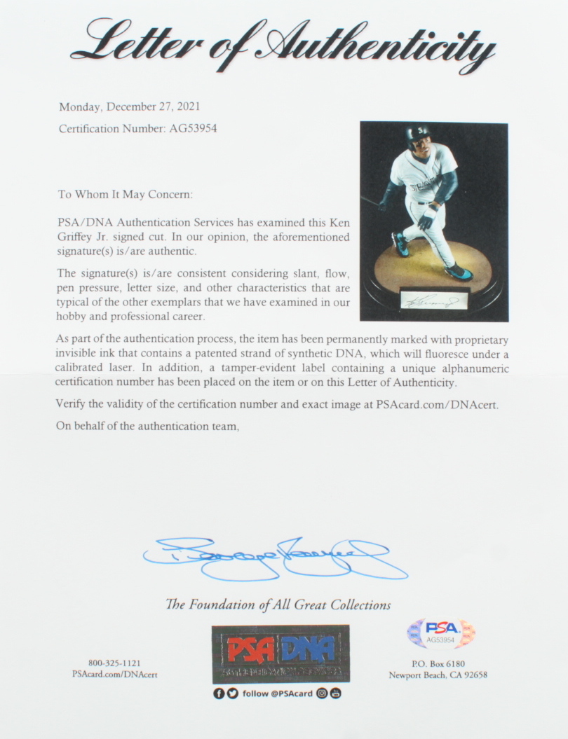 Ken Griffey Jr. Signed Mariners LE Ceramic Statue (PSA) at PristineAuction.com Ken Griffey Jr. Signed Mariners LE Ceramic Statue (PSA) at PristineAuction.com