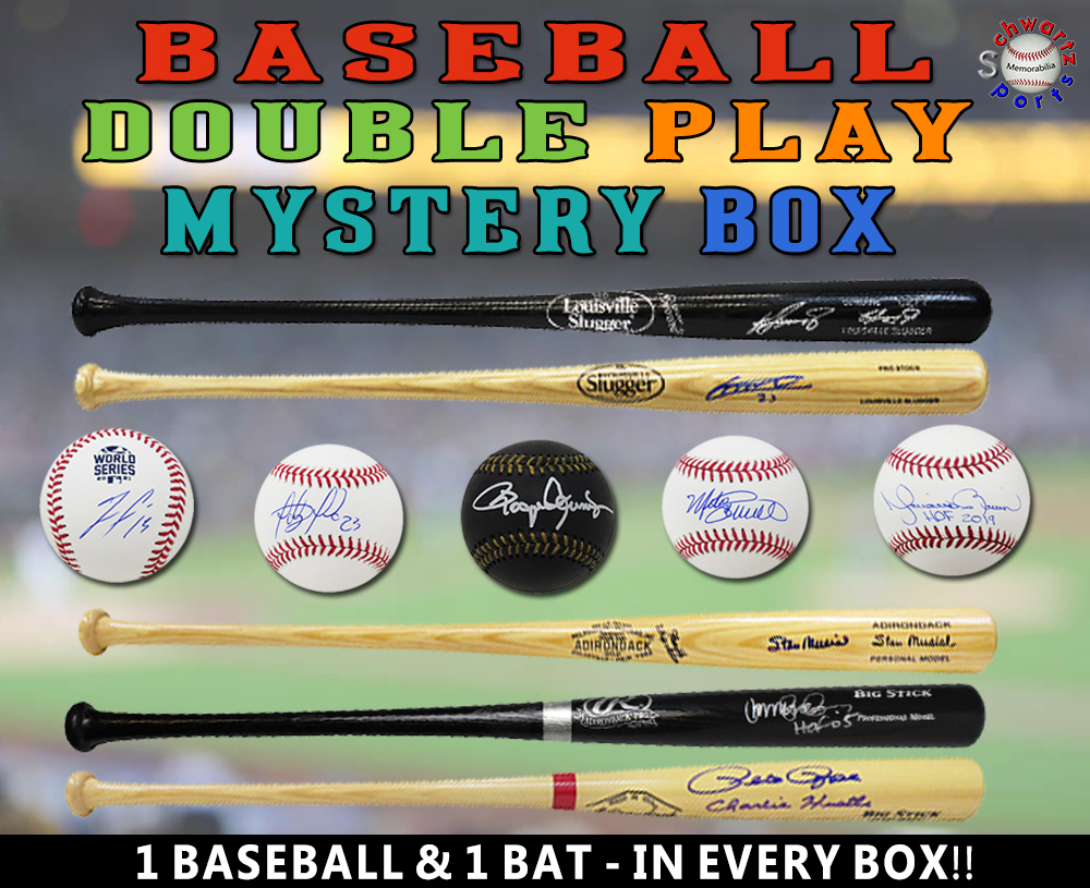 Schwartz Sports Baseball DOUBLE PLAY Mystery Box - Series 5 (Limited to 124) (1 - Baseball & 1 - Full-Size Bat IN EVERY BOX!!!) at PristineAuction.com Schwartz Sports Baseball DOUBLE PLAY Mystery Box - Series 5 (Limited to 124) (1 - Baseball & 1 - Full-Size Bat IN EVERY BOX!!!) at PristineAuction.com