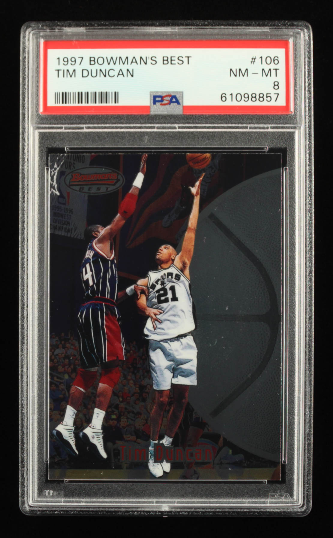 Tim Duncan 1997-98 Bowman's Best #106 RC (PSA 8) at PristineAuction.com Tim Duncan 1997-98 Bowman's Best #106 RC (PSA 8) at PristineAuction.com