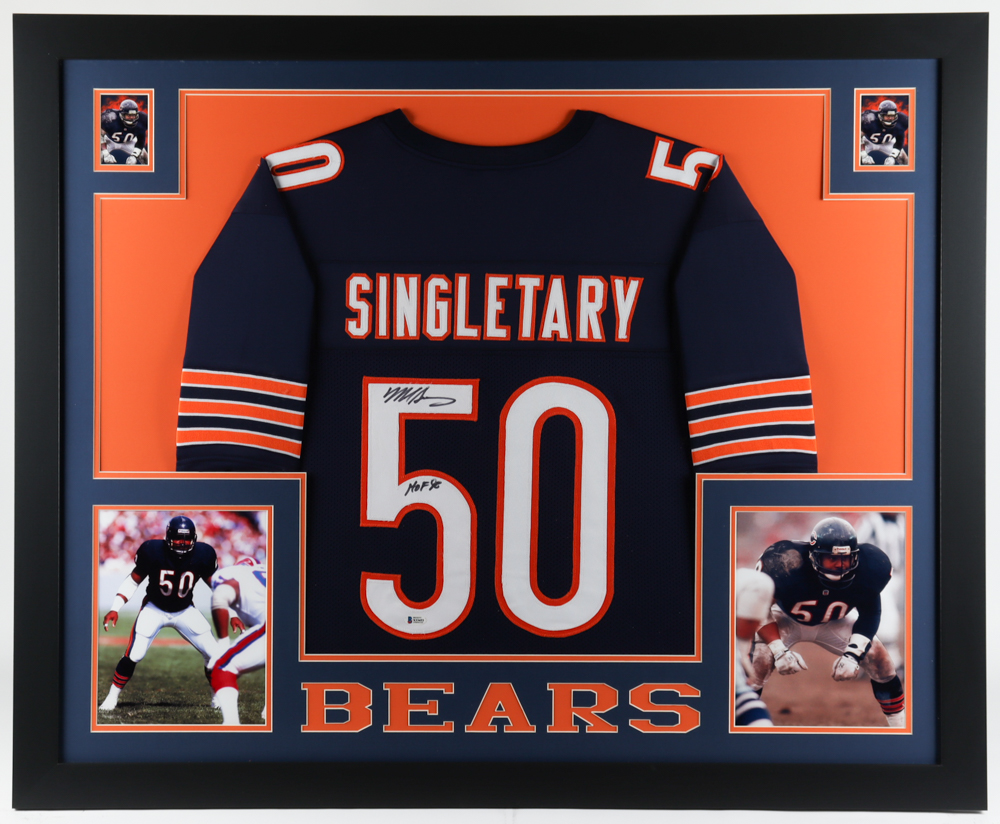 Mike Singletary Signed 35x43 Custom Framed Jersey Display Inscribed "HOF 98" (Beckett Hologram) at PristineAuction.com Mike Singletary Signed 35x43 Custom Framed Jersey Display Inscribed "HOF 98" (Beckett Hologram) at PristineAuction.com