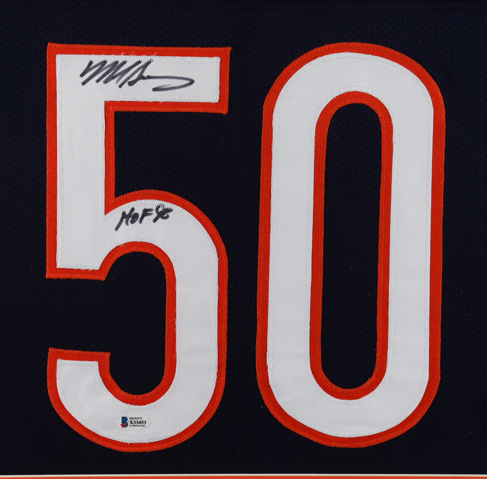 Mike Singletary Signed 35x43 Custom Framed Jersey Display Inscribed "HOF 98" (Beckett Hologram) at PristineAuction.com Mike Singletary Signed 35x43 Custom Framed Jersey Display Inscribed "HOF 98" (Beckett Hologram) at PristineAuction.com