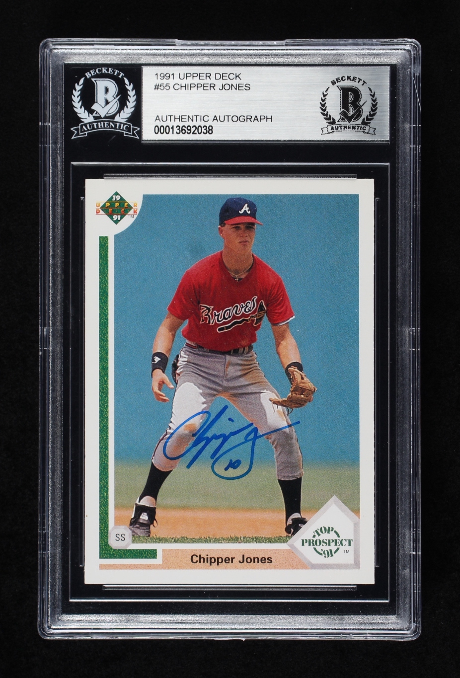 Chipper Jones Signed 1991 Upper Deck #55 RC (BGS) at PristineAuction.com Chipper Jones Signed 1991 Upper Deck #55 RC (BGS) at PristineAuction.com