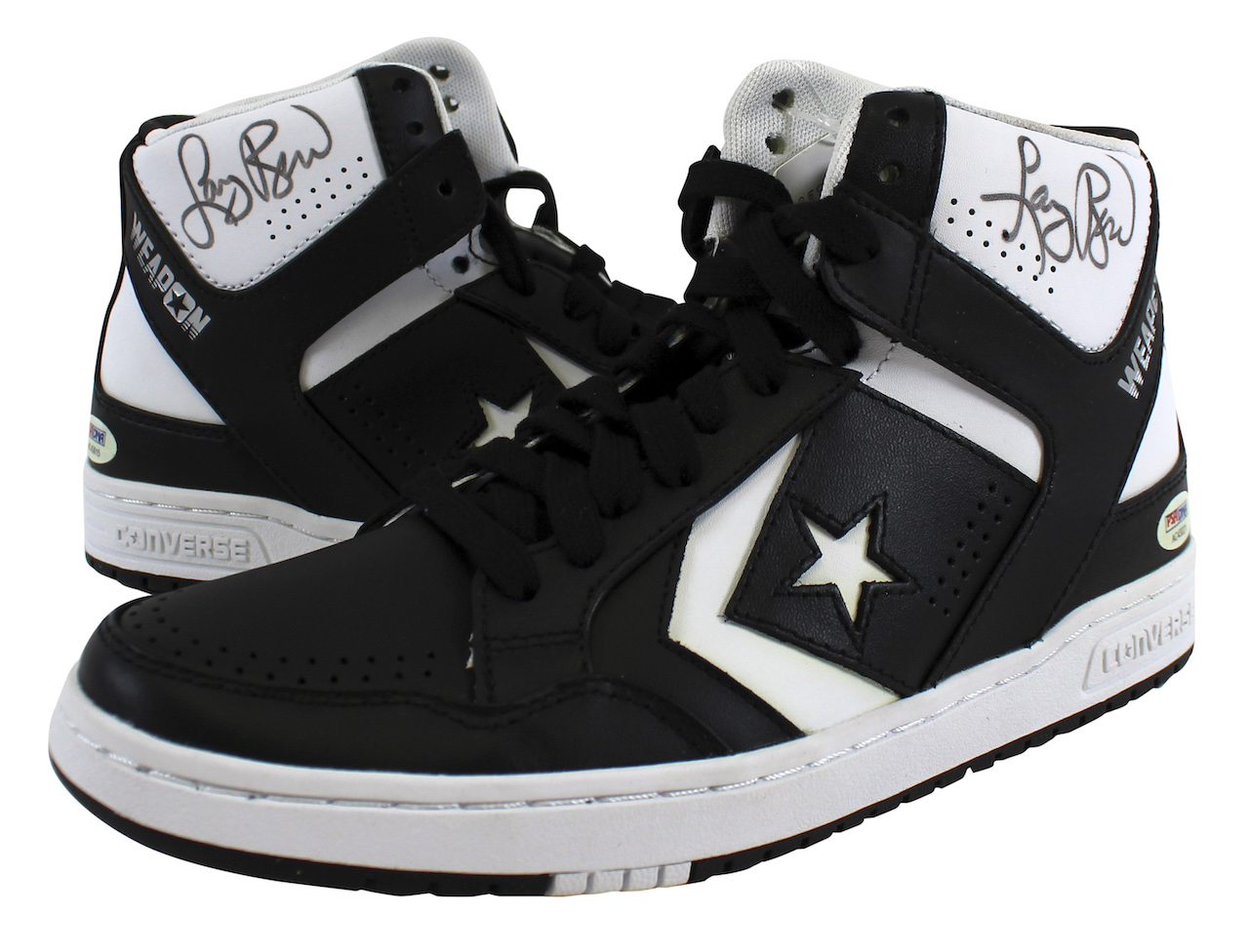 Larry Bird Signed Pair of (2) Converse Weapon Basketball Shoes (PSA & Bird) at PristineAuction.com Larry Bird Signed Pair of (2) Converse Weapon Basketball Shoes (PSA & Bird) at PristineAuction.com