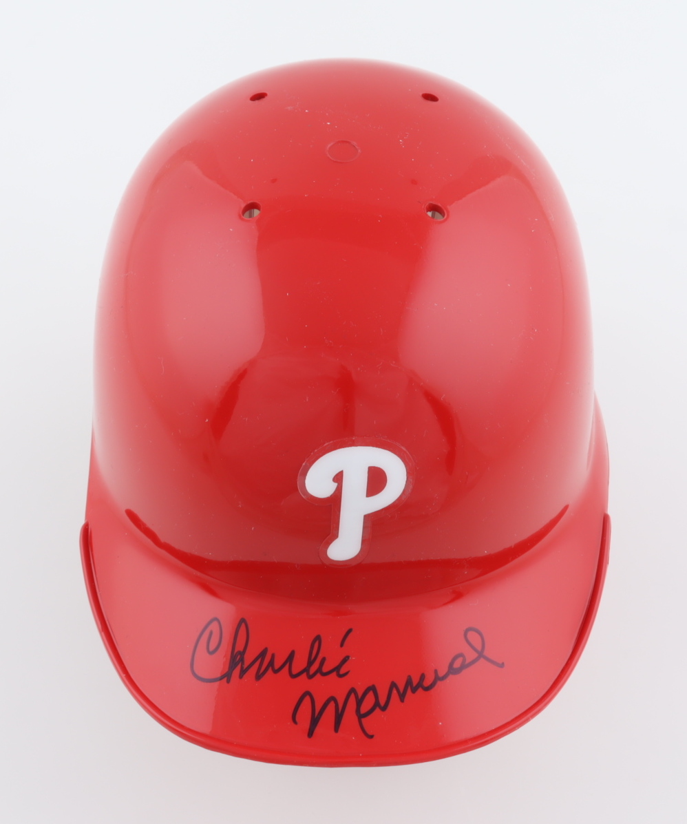 Charlie Manuel Signed Phillies Mini Batting Helmet (Beckett) at PristineAuction.com Charlie Manuel Signed Phillies Mini Batting Helmet (Beckett) at PristineAuction.com