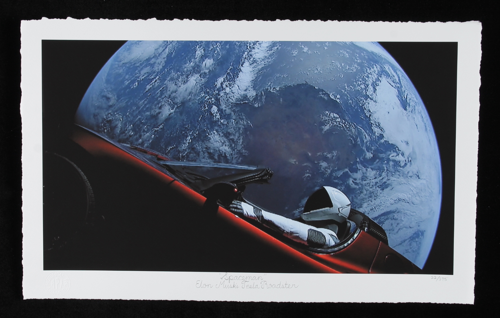 Historical Photo Archive - “Spaceman” Elon Musk's Tesla Roadster Limited Edition 14x22 Fine Art Giclee on Paper #22/375 (PA) at PristineAuction.com Historical Photo Archive - “Spaceman” Elon Musk's Tesla Roadster Limited Edition 14x22 Fine Art Giclee on Paper #22/375 (PA) at PristineAuction.com