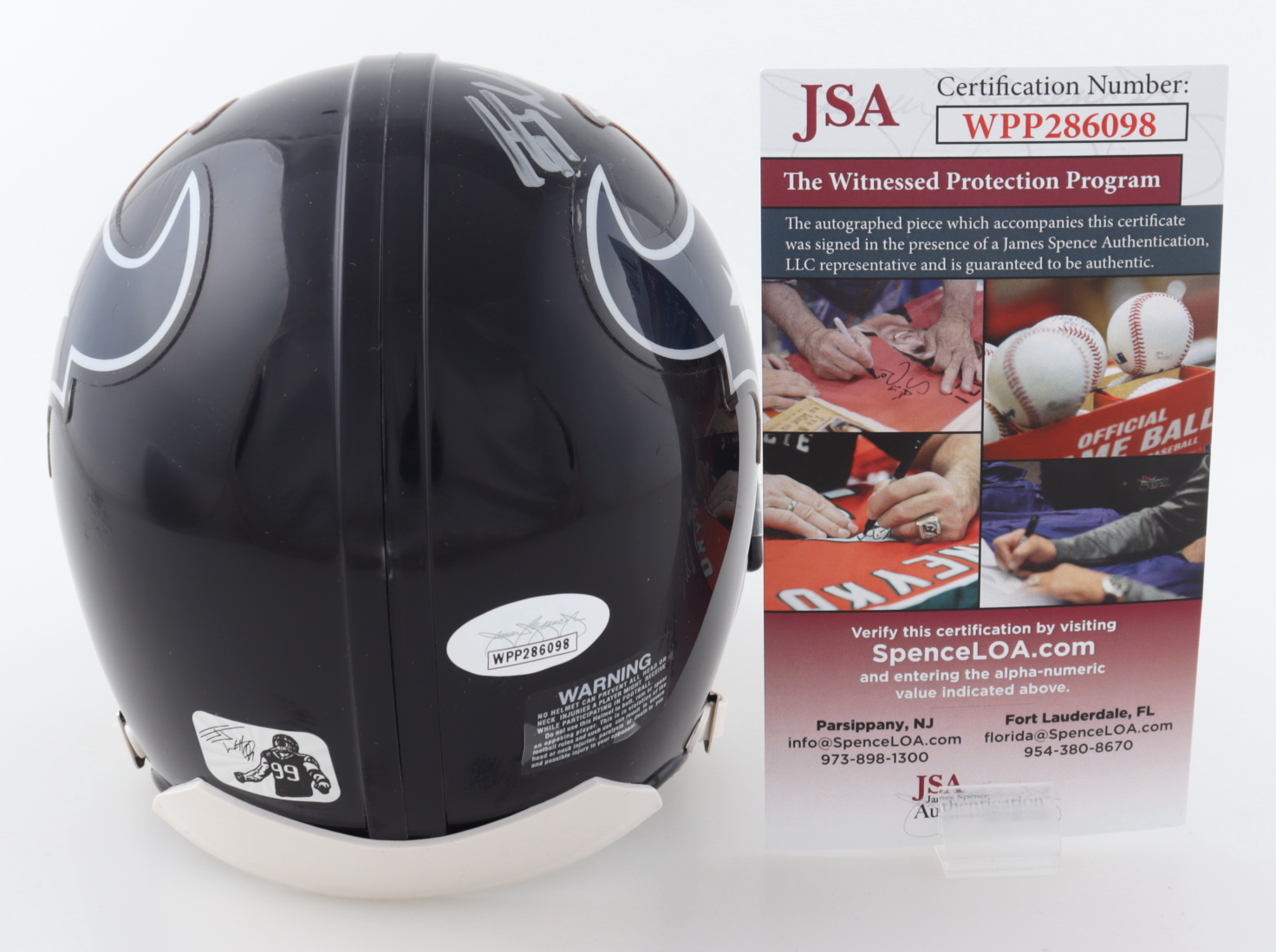 J.J. Watt Signed Texans Mini Helmet (JSA & Watt) at PristineAuction.com J.J. Watt Signed Texans Mini Helmet (JSA & Watt) at PristineAuction.com