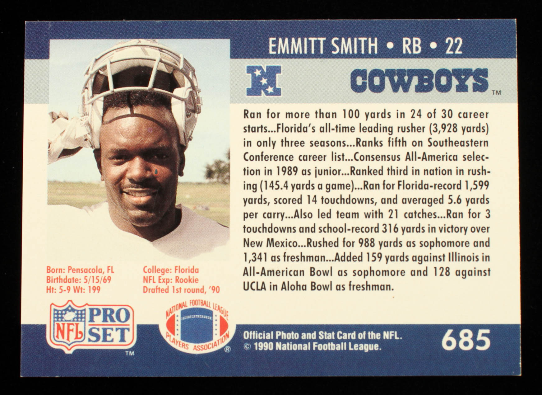 Emmitt Smith 1990 Pro Set #685 RC at PristineAuction.com Emmitt Smith 1990 Pro Set #685 RC at PristineAuction.com