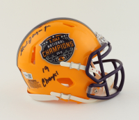 Ed Orgeron Signed LSU Tigers 2019 National Champions Logo Speed Mini Helmet Inscribed "19 Champs" (Fanatics) at PristineAuction.com