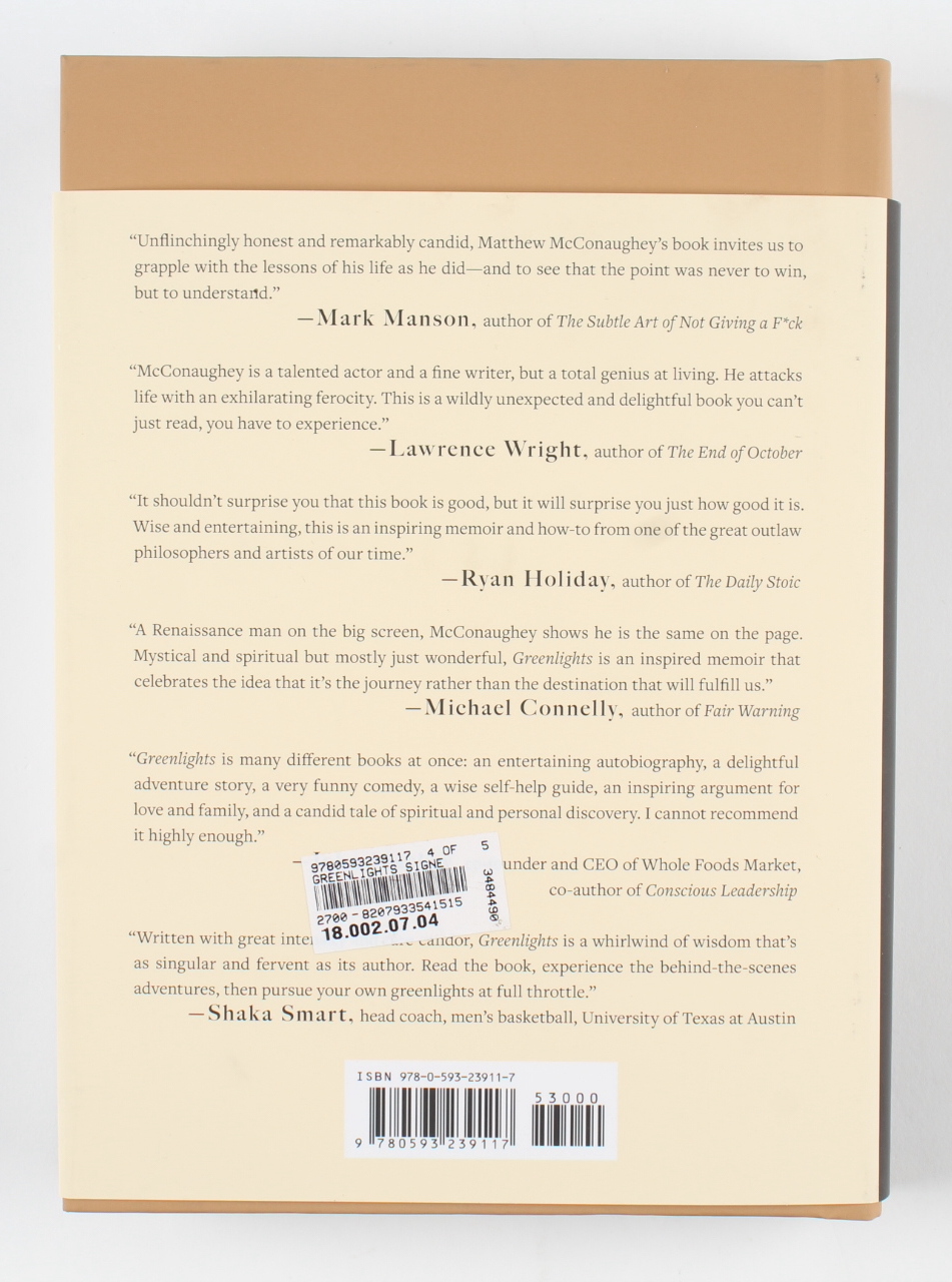 Matthew McConaughey Signed "Green Lights" Hardcover Book (Beckett) at PristineAuction.com Matthew McConaughey Signed "Green Lights" Hardcover Book (Beckett) at PristineAuction.com