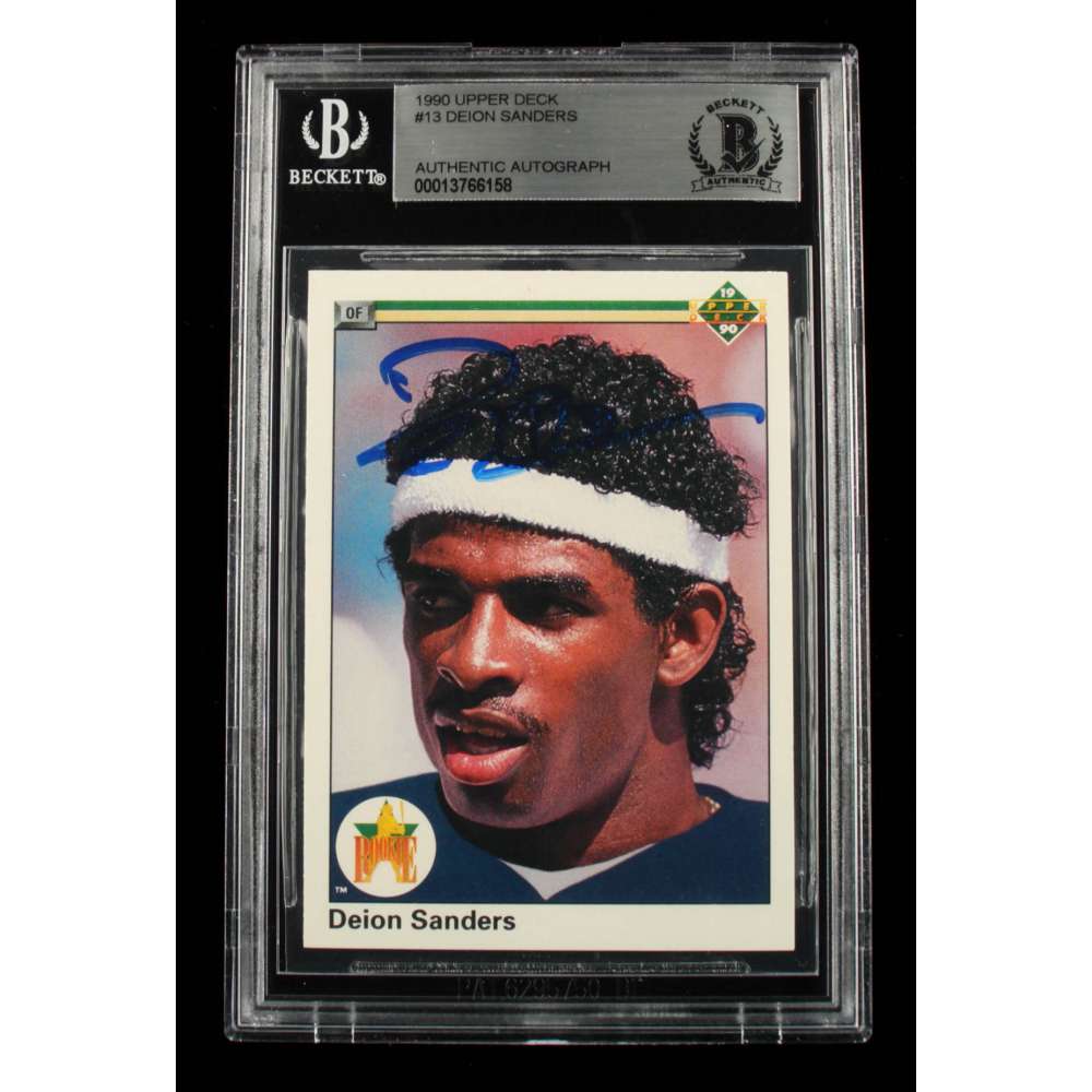 Deion Sanders Signed 1990 Upper Deck 13 RC (BGS & Beckett) Pristine