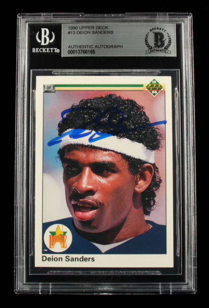 Deion Sanders Signed 1990 Upper Deck 13 RC (BGS & Beckett) Pristine