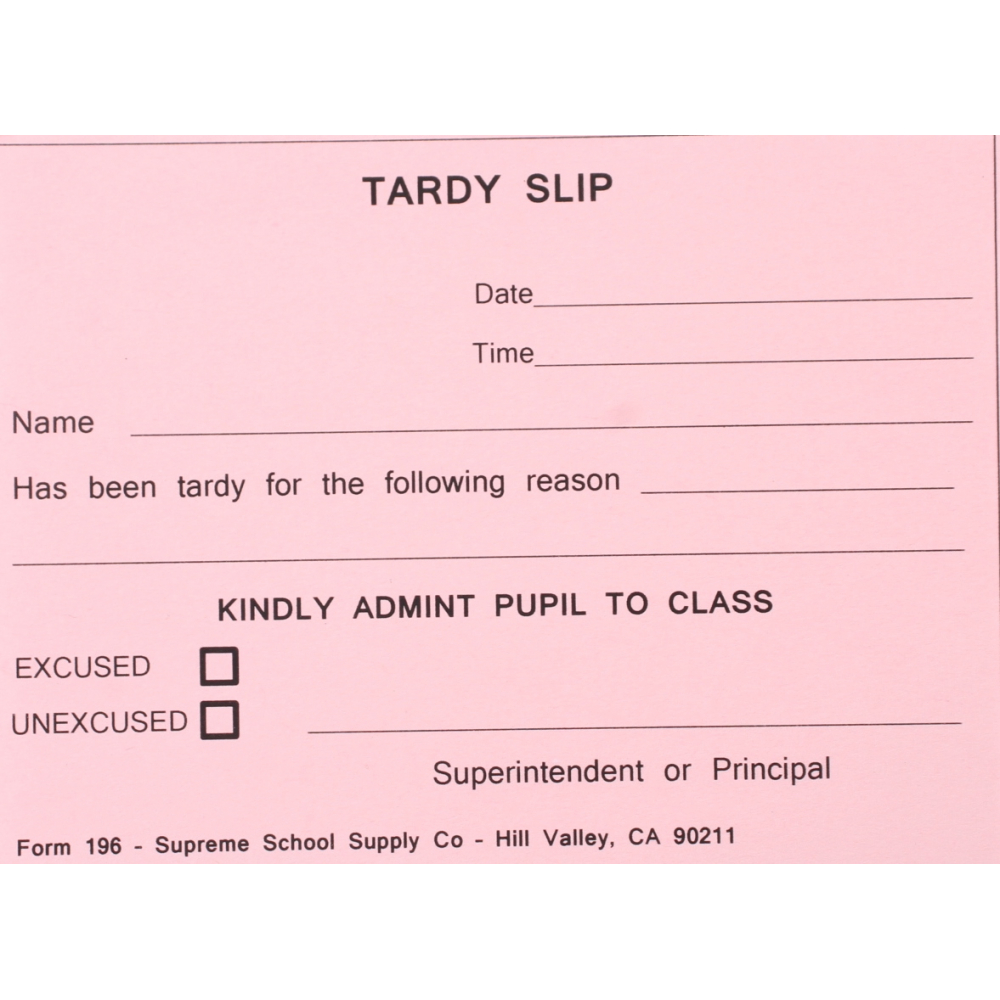 "Back to the Future" Movie Replica Tardy Slip Prop Pristine Auction
