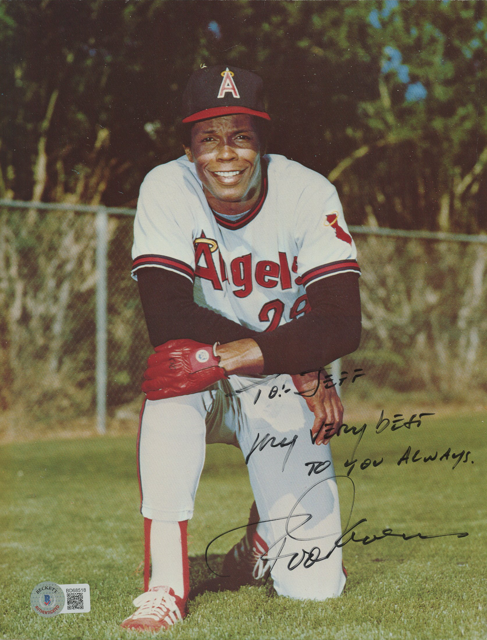 Rod Carew Signed Angels 8x10 Photo Inscribed "My Very Best To You Always" (Beckett) at PristineAuction.com Rod Carew Signed Angels 8x10 Photo Inscribed "My Very Best To You Always" (Beckett) at PristineAuction.com
