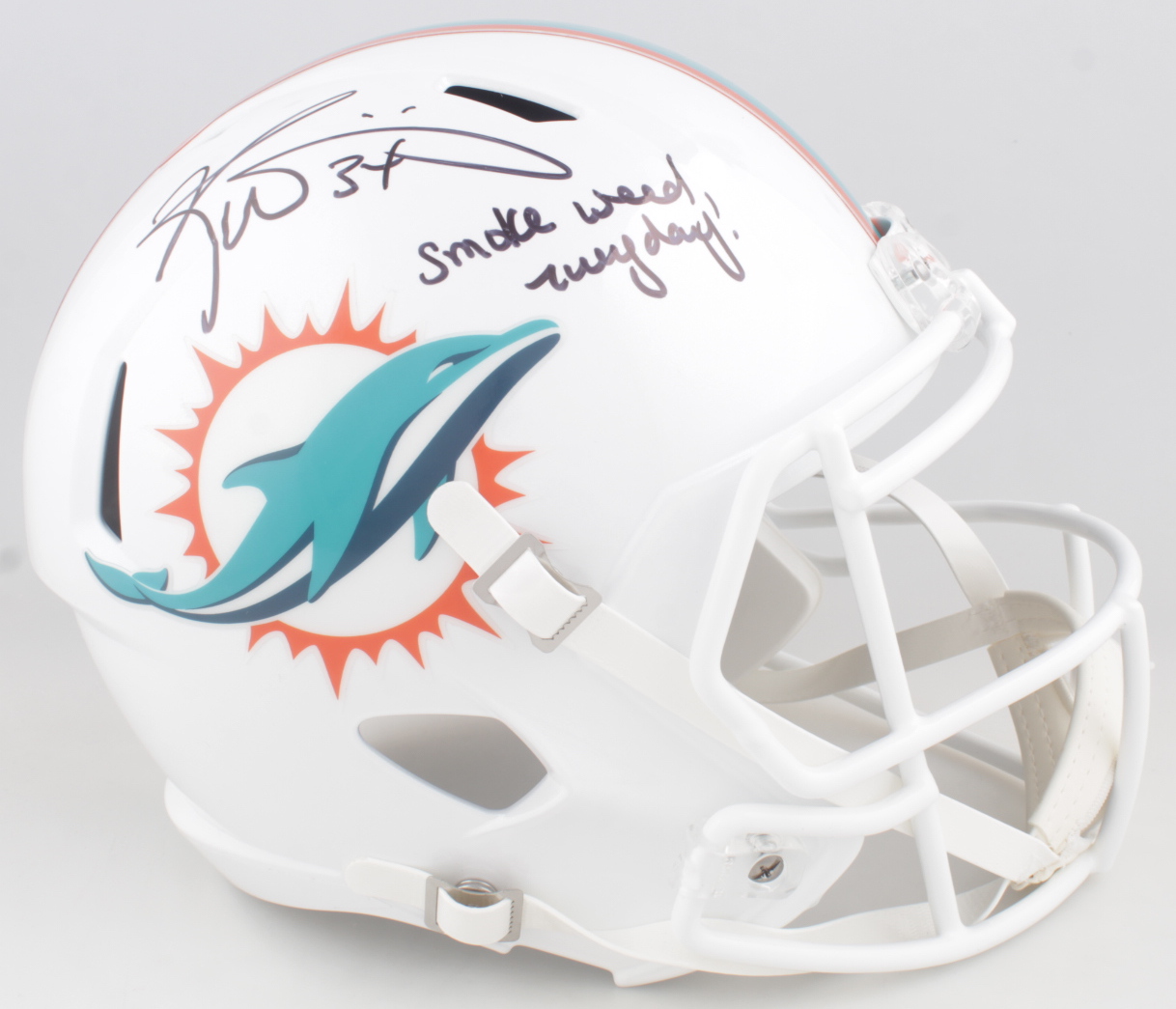 Ricky Williams Signed Dolphins Full-Size Speed Helmet Inscribed "Smoke Weed Everyday!" (PSA) at PristineAuction.com Ricky Williams Signed Dolphins Full-Size Speed Helmet Inscribed "Smoke Weed Everyday!" (PSA) at PristineAuction.com