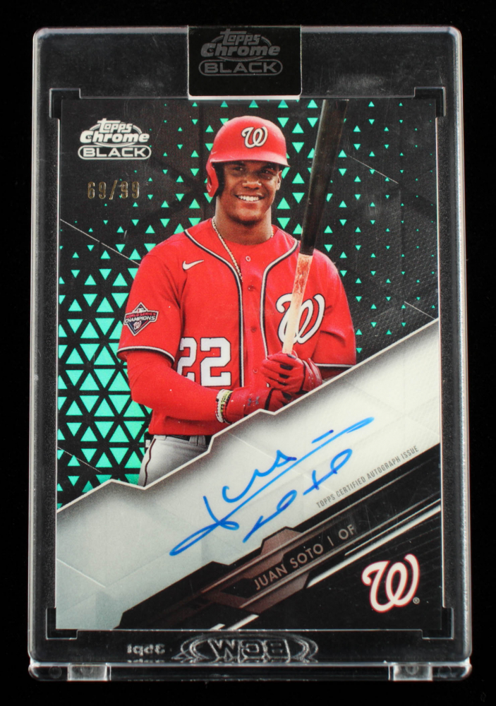 Juan Soto 2020 Topps Chrome Black Autographs Green Refractors #CBAJS #69/99