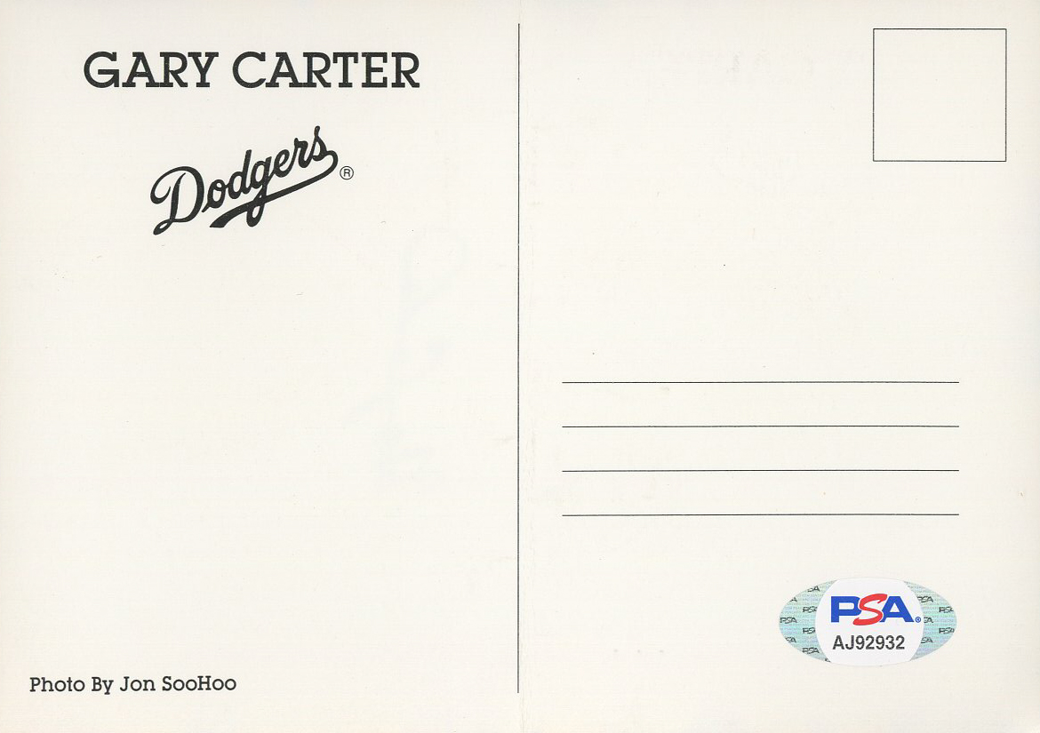Gary Carter Signed Dodgers 4x6 Postcard (PSA) (See Description) at PristineAuction.com Gary Carter Signed Dodgers 4x6 Postcard (PSA) (See Description) at PristineAuction.com